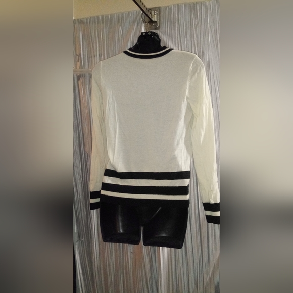 Twinset milano lightweight long sleeve top black and cream small ribbon - Picture 5 of 8